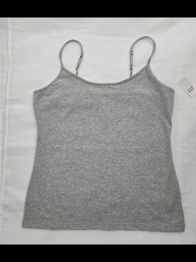 GAP Gray Camisole Tank Top Size L New With Tags Basic Essential Adjustable Strap